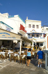 Downtown shopping in central city in beautiful island of Mykonos Greece