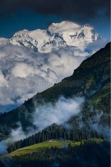 Grand Combin peak over the val d'Illiez with moody weather