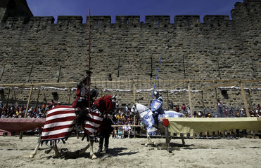 Carcassonne  each summer a medieval play about the cathar history is situated near the city wall