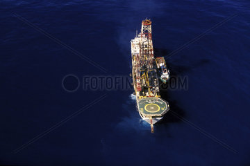 Ship - petroleum platform. Economic development. Brazil. heliport  energy  exploration  drill  deep blue sea  researching  transportation.