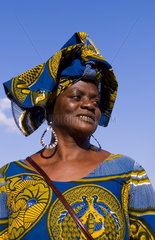 Senegal Africa woman portrait in traditional native colorful dress
