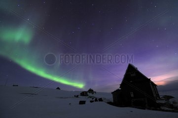 Aurora Borealis above the village of Cap Hope Greenland