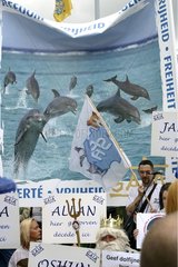 Manifestation pour les droits des dauphins Bruges