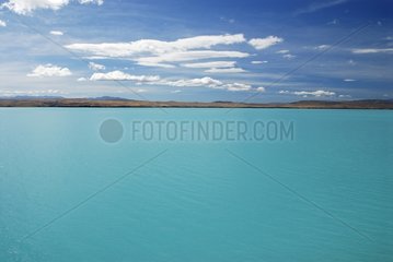 Turquoise water of the Lake Pukaki New-Zealand