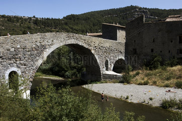 Lagrasse  river Orbieu and roman bridges