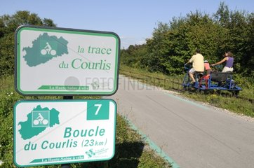 Bike-rail and bike path on the Vaivre-Gray Line France