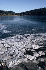 Cold lake in winter Auvergne