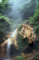 Heißer Wasserfallfall bei 38 Ile Sao Azoren