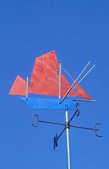 Wind vane in the shape of boat Brittany France