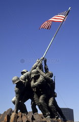 The beautiful color of the famous Marine Monument of Iwo Jima with flag in Virginia near Washington DC in the USA