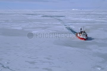 Ice-breaker Astrolabe crossing the pack Antarctica