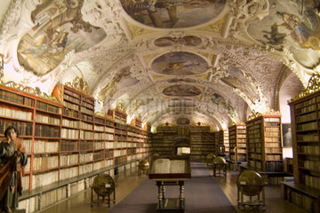 Fabulous beautiful historic Strahov Library with rare historical books in Prague Czech Republic