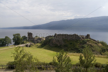 Urguhart Castle on Loch Ness where the home of Nessie the Loch Ness Monster is supposed to hide