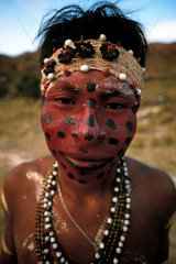 Maxacali indigenous people  body painting. State: Minas Gerais  Brazil.