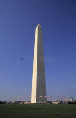The beautiful color of the Washington Monument needle towards the sky in Washington DC in the USA