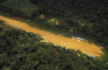 Amazon  Brazil. Illegal landing-strip at gold mining area. Yanomami territory.