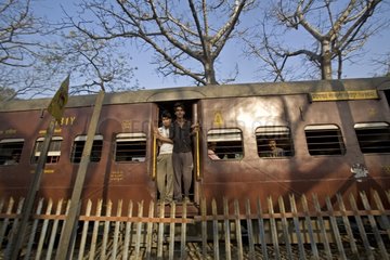 Passengers on a train Uttar Pradesh India