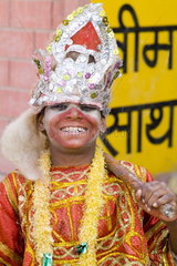 Young boy dancer in costume in New Delhi India