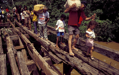 Transamazônica road  Amazon rain forest  State: Pará  Brazil. Bridge destroyed. Lack of infrastructure. No road to transport the settlers production. The Trans Amazonian highway.