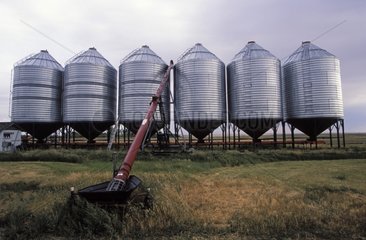 Grain silos metal Saskatchewan Canada