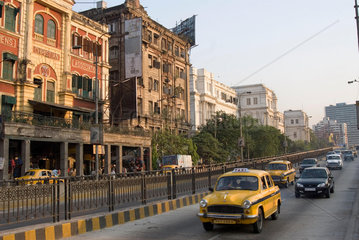 INDIA : Calcutta/Kolkata. The overpass on Chowringee Ave. One of the few inprovments in the city for the last 25 years. The white colonial bld is trhe Indian Museum  the red  the YMCA.