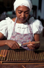 Black Woman works at cigar production  Tobacco plant. State: Bahia; Brazil. Handiwork  handicraft.