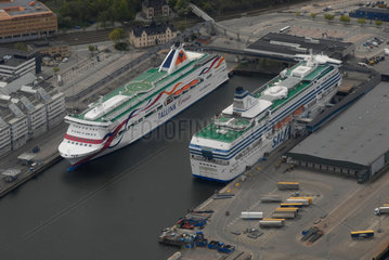 STOCKHOLM SWEDEN Aerial view of ferries that traffic to Finland and Estonia. __Alex Farnsworth