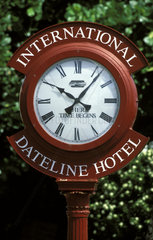 Tonga  the clock of the international dateline hotel