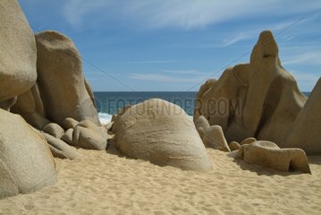 Eroded rocks on the beach at Cabos San Lucas Mexico
