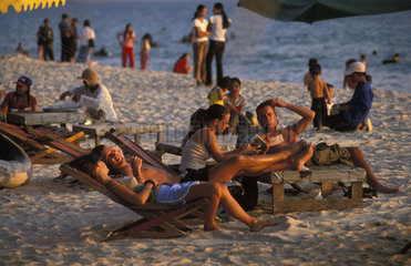 Sihanoukville  relaxing on Ochheutal beach