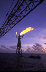 Petroleum platform  fire. Brazil.