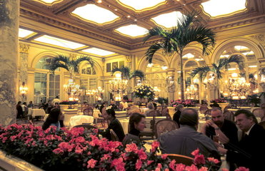 The beauty of lunch at the famous atrium restaurant in the Plaza Hotel in New York City USA