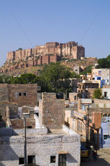 Famous Fort Mehrangarh in Jodhpur on the hill in Rajasthan India