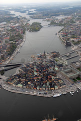 STOCKHOLM SWEDEN Island of Gamla Stan or Old Town seen from the air __Alex Farnsworth