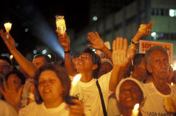 Rio de Janeiro  Brazil. Ecumenical cult for peace. Demonstration against violence. Citizenship and religious fervour.