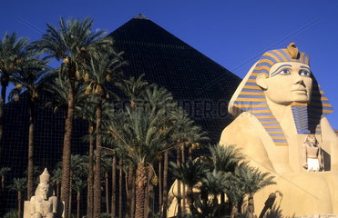Gambling at the famous upscale Luxor Hotel on the Strip in the desert of exciting Las Vegas Nevada and energy in the USA