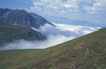 Clouds under the collar of Tourmalet in August France