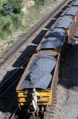 Brazil. Railway and mining. Transportation by train of iron ore. Economic development / industry.