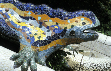 Barcelona  the iguana fountain of parc guell
