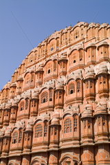 Famous Wind Palace in downtown center of the Pink City of Jaipur in Rajasthan India