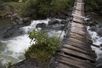 Alte Holzbrückenkreuzung Irubi River Ecuador