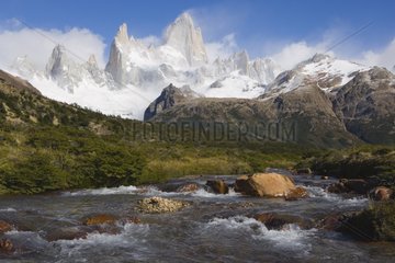 Creek with Mount Fitzroy in background Patagonia