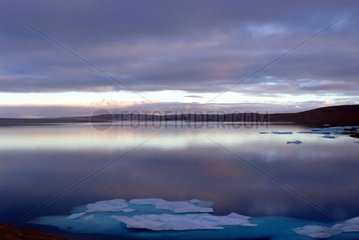 Unfrozen sea in a bay in August Canadian Arctic