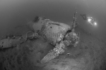Japanese zero Airplane wreck and diver - PNG
