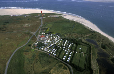 Texel  aerial view of a camping near the lighthouse of de cocksdorp