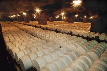 Cellar of ewe cheese Roquefort refining France