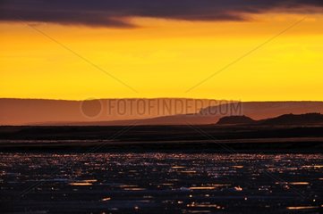 Midnight sun on Stanwell Fletcher Lake Somerset Island
