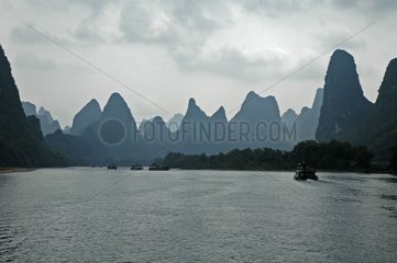 Eroded karstic mountains along Li Jiang river China