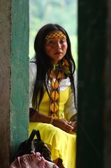 Young woman Kaxinawa in festive clothing Brazil