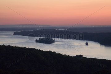 The Danube in the twilight in the Country of Ruse Bulgaria
